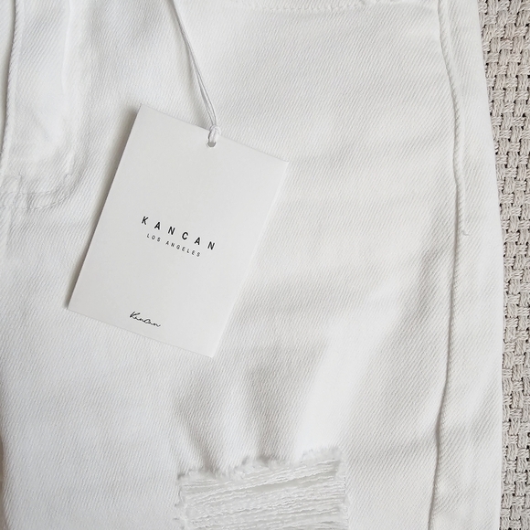 KanCan High Rise Slim Straight Fit Denim Jeans Stretch Distressed White 1/24 NEW - Picture 11 of 13